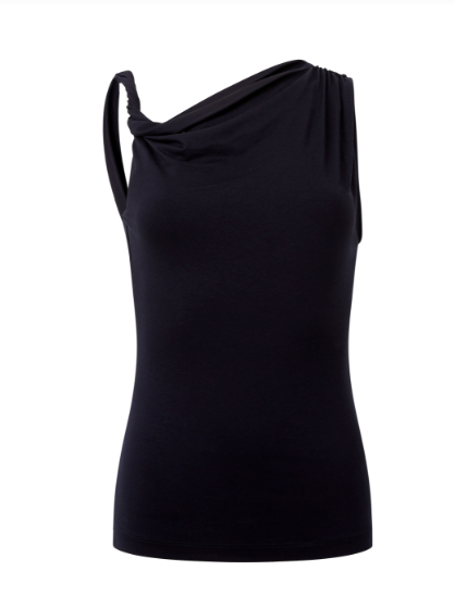 French Connection Sia Jersey Asymmetric Top - Black