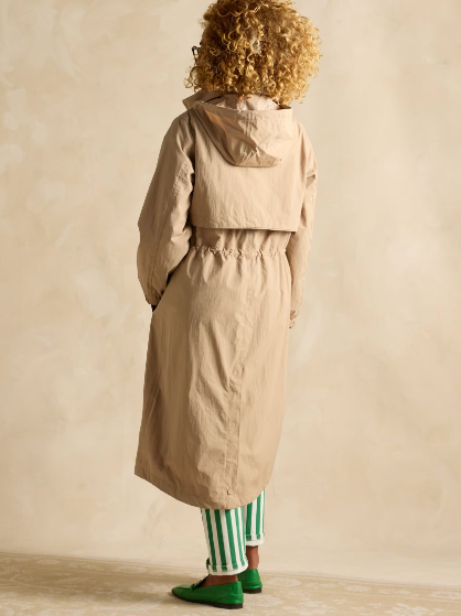 Hensley Waterproof Longline Coat with Packable Hood - Tan Brown