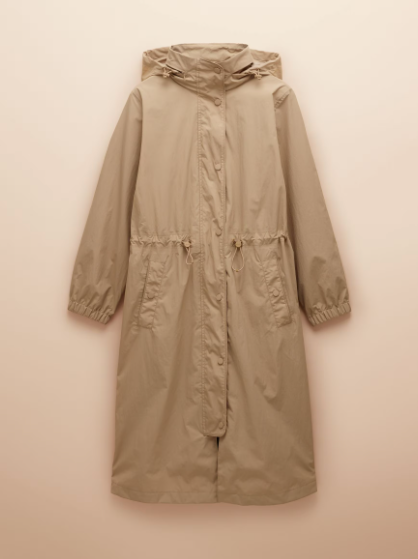 Hensley Waterproof Longline Coat with Packable Hood - Tan Brown