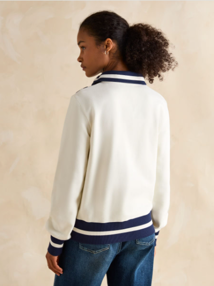 Joules Dawlish Quarter Zip Sweatshirt - Cream