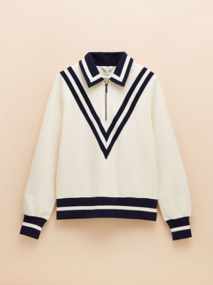 Joules Dawlish Quarter Zip Sweatshirt - Cream