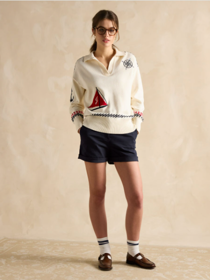 Joules Sail Away Embroidered Knit - Cream