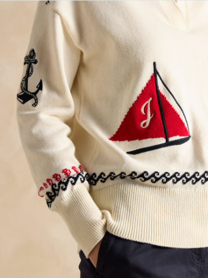 Joules Sail Away Embroidered Knit - Cream