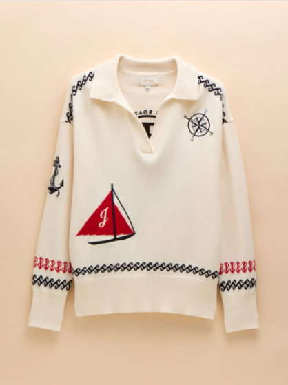 Joules Sail Away Embroidered Knit - Cream