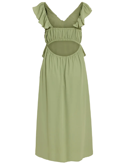 Elke V-Neck Midi Dress - Sage