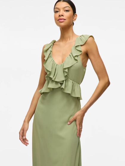 Elke V-Neck Midi Dress - Sage