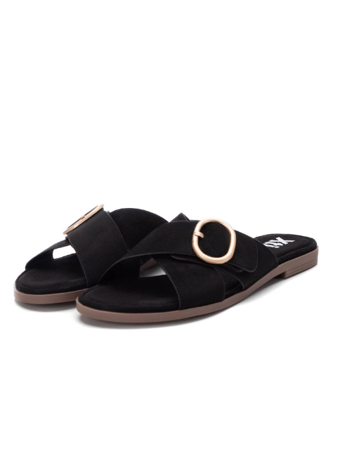 Crossover Slide-On Sandals - Black