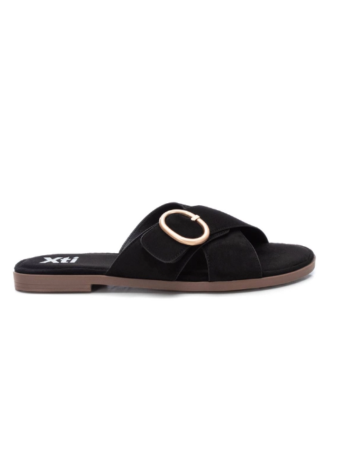 Crossover Slide-On Sandals - Black