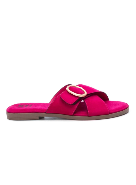 Crossover Slide-On Sandals - Fuschia