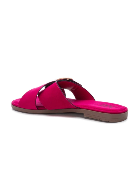 Crossover Slide-On Sandals - Fuschia